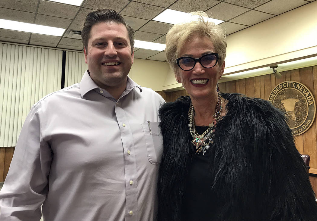 Hali Bernstein Saylor/Boulder City Review
Boulder City Planning Commissioners Fritz McDonald was elected chairman and Cokie Booth was elected vice chairman at the group's meeting Jan. 17.