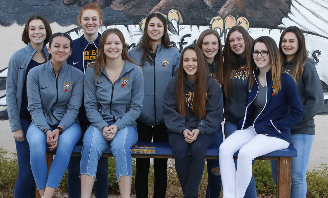Boulder City High School
Members of Boulder City High School's girls basketball team, front row, from left, Kailee Fisher, Jerra Hinson, Keely Alexander, Hannah Estes; back row, from left, 
Natali ...