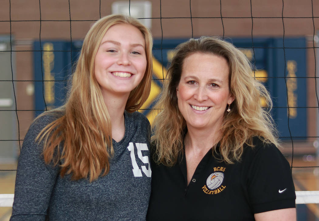 Cherise Hinman
Boulder City High School girls volleyball coach Cherise Hinman, right, seen with her daughter and star player Maggie Roe, has decided to retire after 20 seasons.