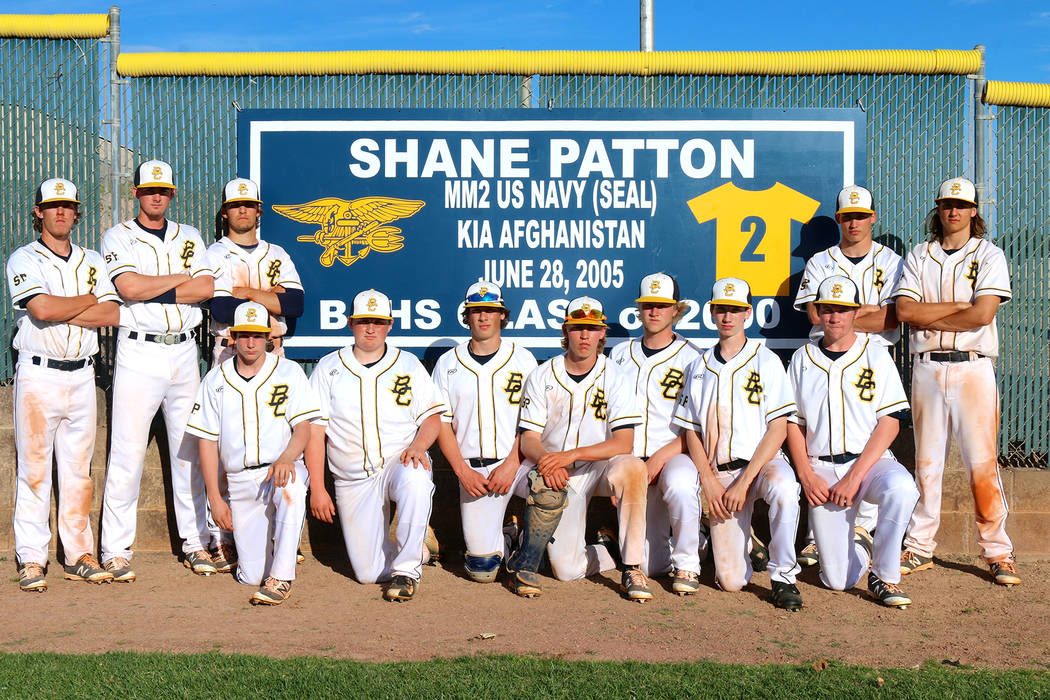 Laura Hubel/Boulder City Review
The No. 2 jersey of Shane Patton, a 2000 graduate of Boulder City High School who played on the varsity baseball team for two seasons, was retired in the left outfi ...