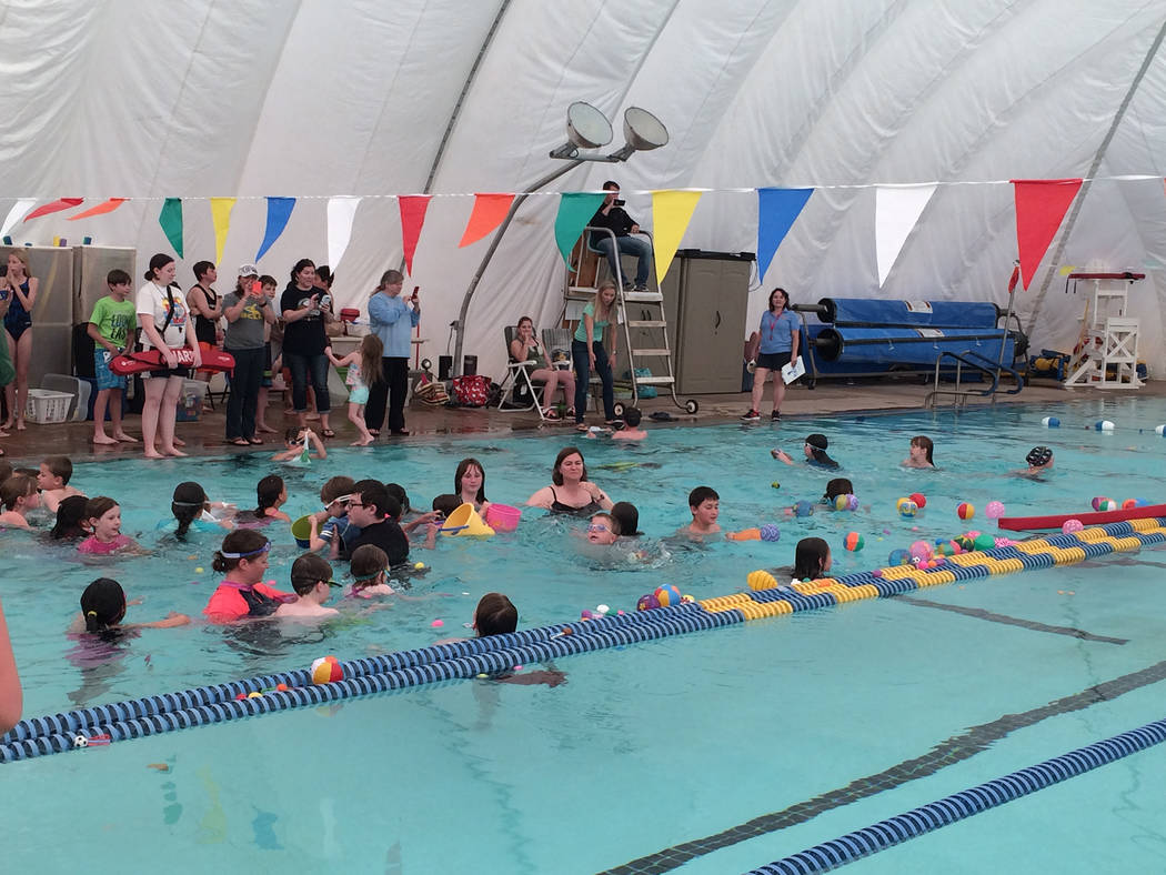 Hali Bernstein Saylor/Boulder City Review
The number of children participating in the second annual Easter pool plunge, an egg hunt in the water, Saturday at the Boulder City Municipal Pool triple ...