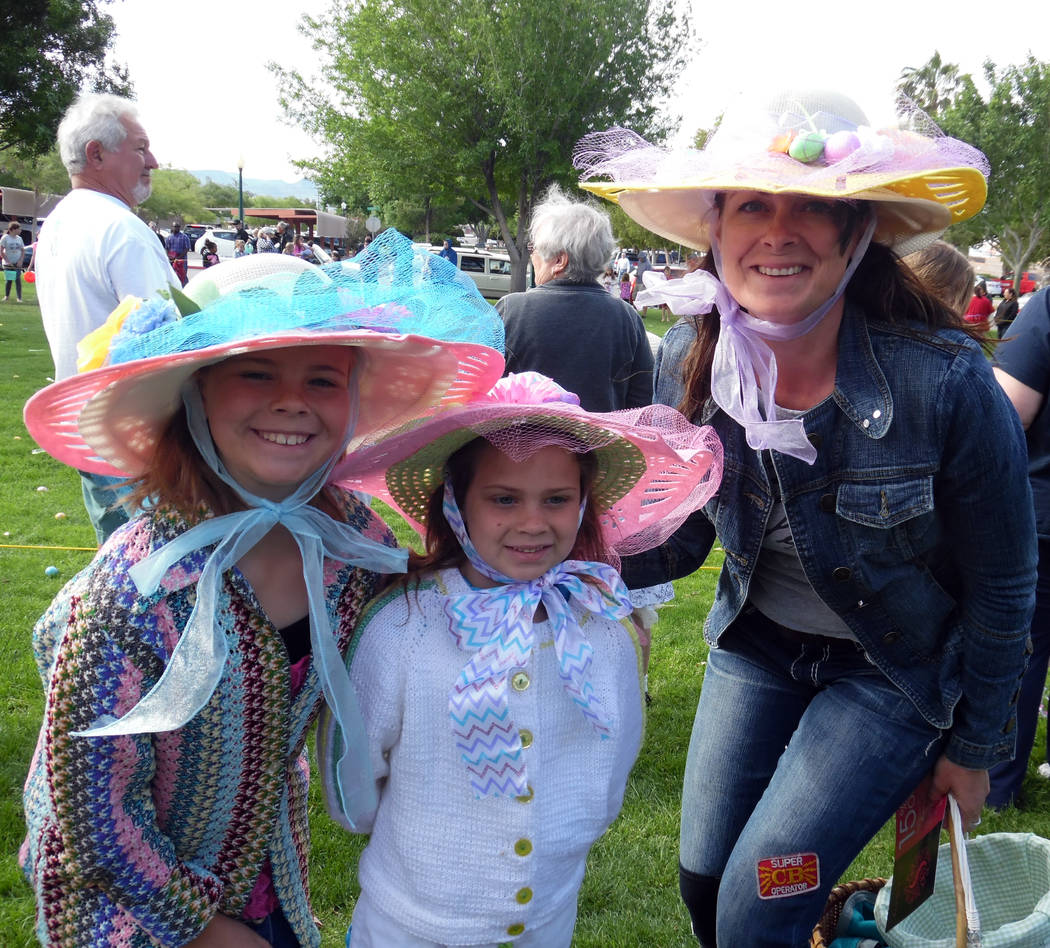 Hali Bernstein Saylor/Boulder City Review
Millie, from left, Ellie and Andi Walker came to the 63rd annual Easter egg hunt on Saturday decked out in the colorful bonnets.