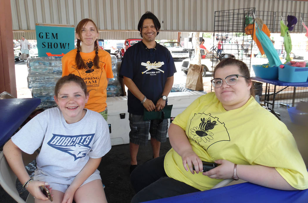 Hali Bernstein Saylor/Boulder City Review
Manning the booth offering bottles of cold water during the Spring Jamboree on Saturday were volunteers, from left, Ashlyn Iwinski, Kaitlin Swapp, Larry A ...
