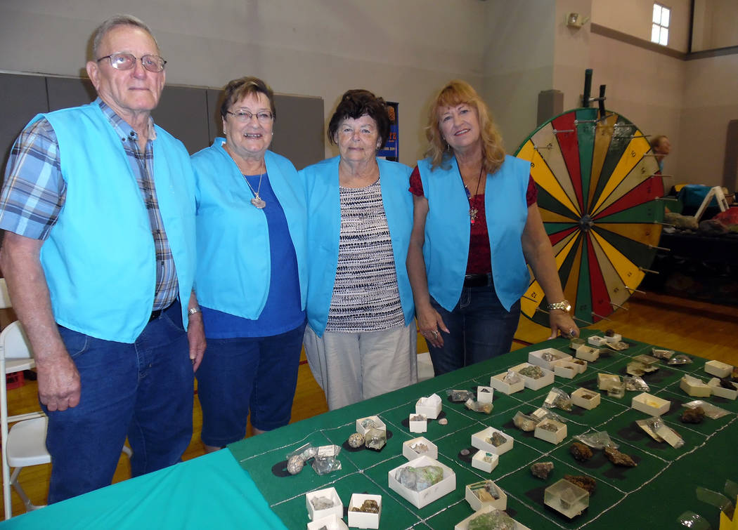Hali Bernstein Saylor/Boulder City Review
Members of the Southern Nevada Gem and Mineral Society, from left, Jerry Kuykendall, Carol Kuyendall, JoAnn Sprott and Ann Harris, had a game of chance of ...