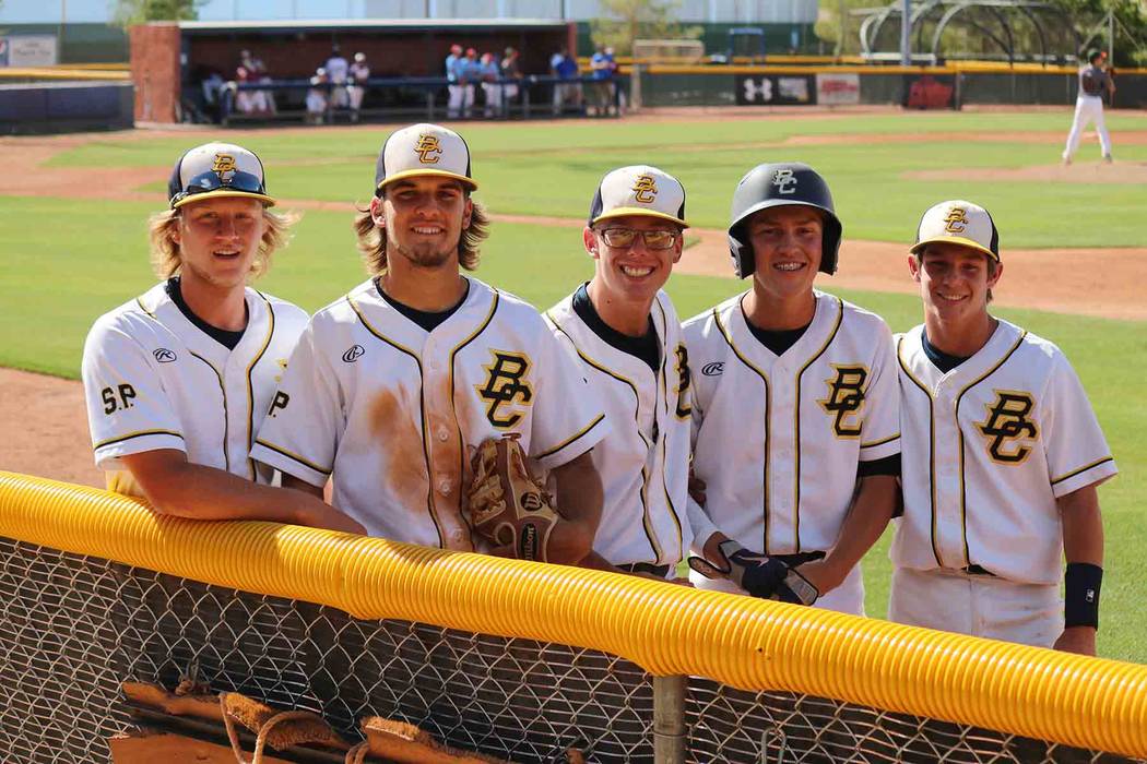 Laura Hubel/Boulder City Review
Boulder City High School Eagles, from left, Anthony Pacifico, Jake Hubel, Kodey Rahr, Rhett Armstrong and DJ Reese were selected to play in the May 25 all-star game ...