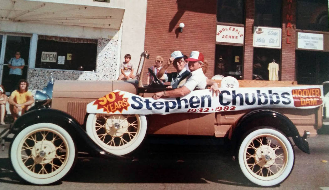 Wendy Perkins
Stephen Chubbs, seen tipping his hat, was the grand marshal of the Damboree parade in 1982, marking 50 years of employment at Hoover Dam.
