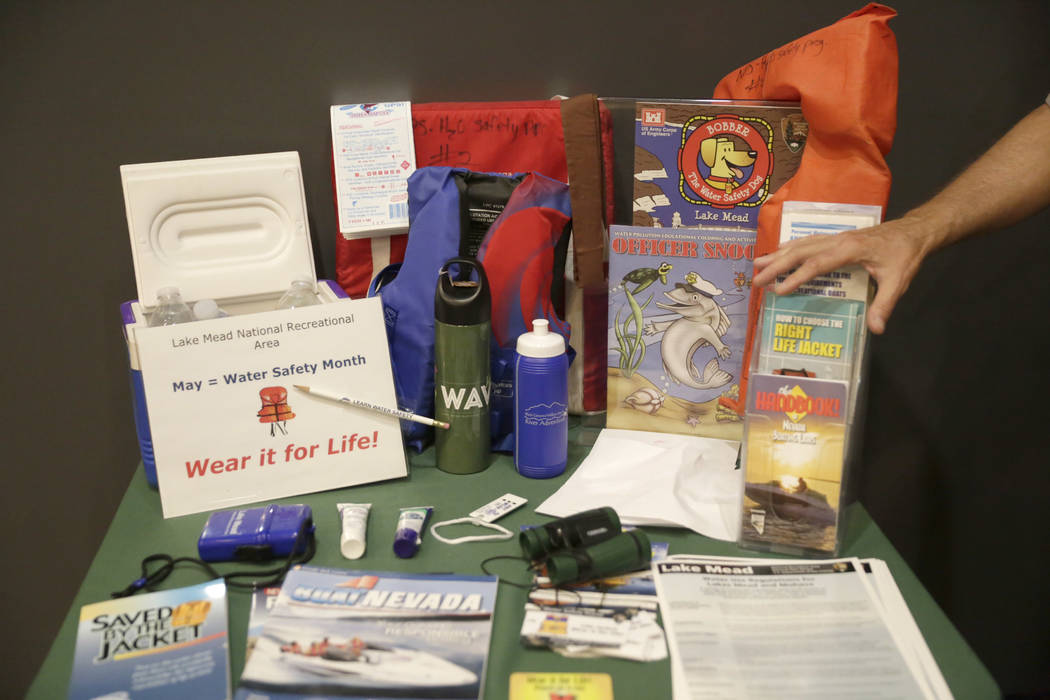 Gabriella Angotti-Jones/Las Vegas Review-Journal
A display at the Alan Bible Visitor Center at Lake Mead National Recreation Area highlights the importance of being safe in the water.
