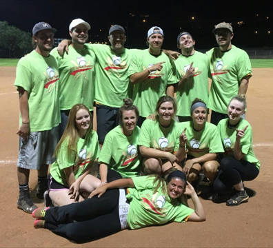 Boulder City Parks and Recreation
Celebrating their win as champions of the city Parks and Recreation Department's coed softball league are members of the Boulder Dam Brewery, front row, Amanda Ro ...