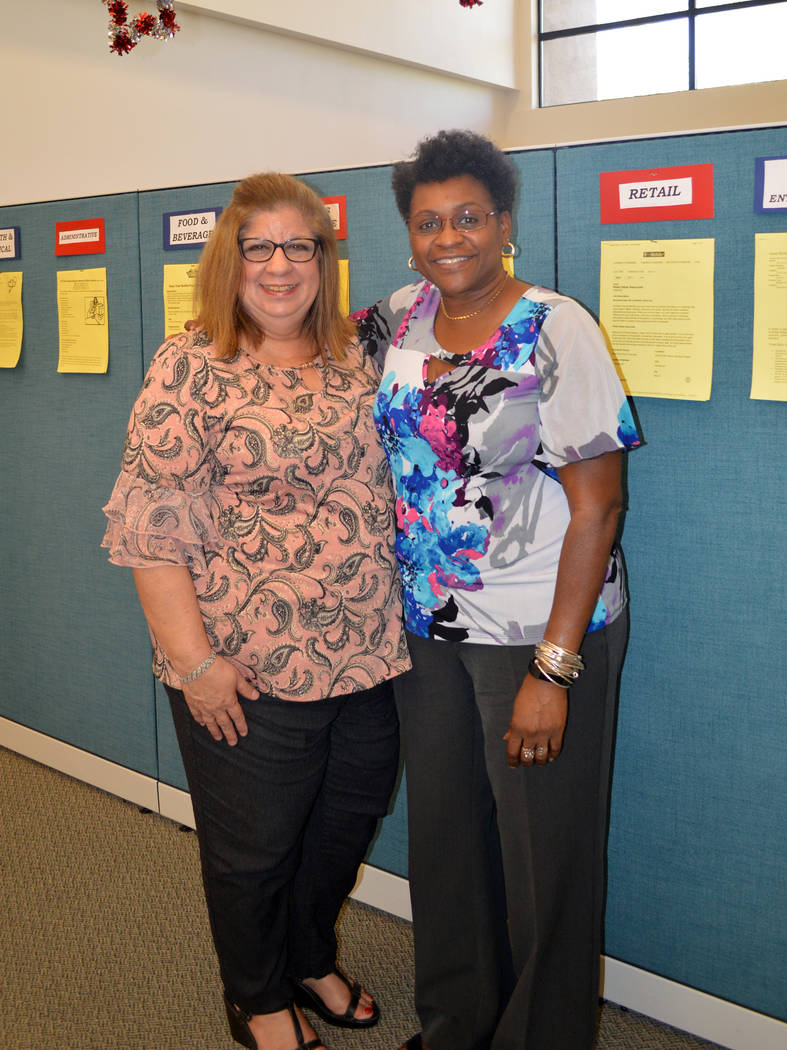 Celia Shortt Goodyear/Boulder City Review
One-Stop Career Center's Operations Supervisor Gina Garcia, left, and career coach Urla Browne are ready and waiting to help whoever comes to the center t ...