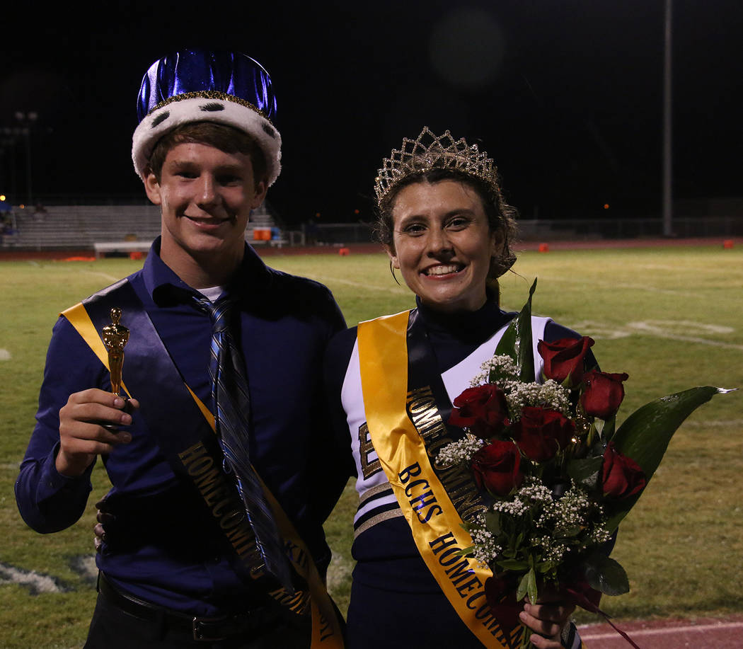 Bryce Rogers/Boulder City Review
DJ Reese and Summer Coyle were crowned king and queen at Boulder City High School's annual homecoming game on Friday.