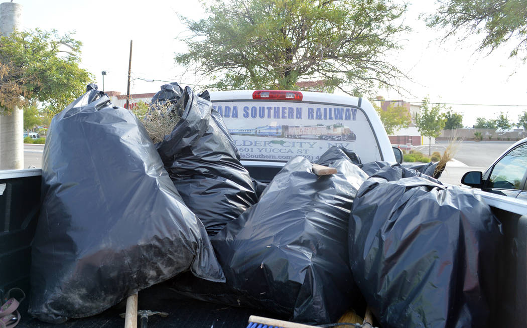 Celia Shortt Goodyear/Boulder City Review
Residents gathered many bags of debris and garbage residents during the Boulder City Community Cleanup Day on Saturday.
