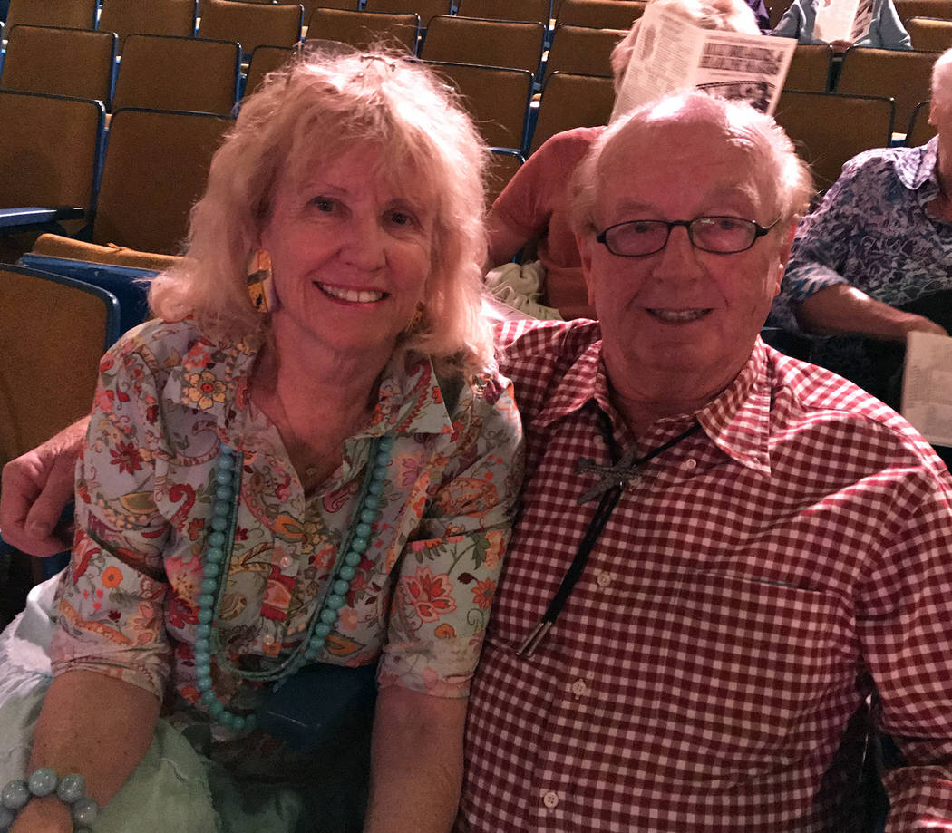 Hali Bernstein Saylor/Boulder City Review
Marion and Jess Meyers of Las Vegas were among those attending Saturday's performance presented by Boulder City Chautauqua at the Boulder Theatre.