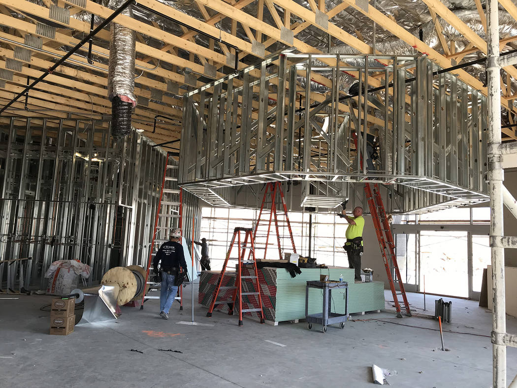 Hali Bernstein Saylor/Boulder City Review
Work progresses on Oct. 12 on the new travel center at Railroad Pass, which will include showers, seen under construction at the far left, and a concierge ...