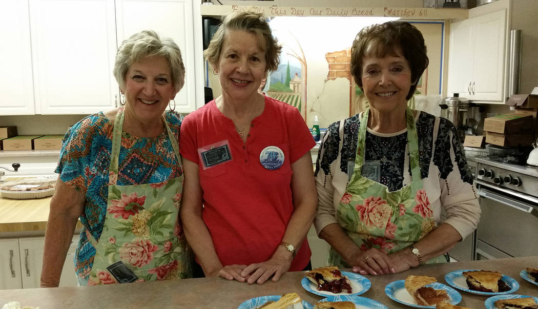 Celia Shortt Goodyear/Boulder City Review
Grace Community Church's Country Store fundraiser featured kinds of pie for sale, served by, from left, Sheryl Mayes, Olivia Dudek and Jannie Avon on Friday.