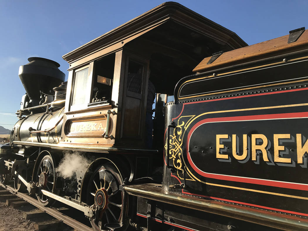 Hali Bernstein Saylor/Boulder City Review
The Eureka and Palisade locomotive, one of only three existing steam engines of its type and the only one that works, is at the Nevada State Railroad Muse ...