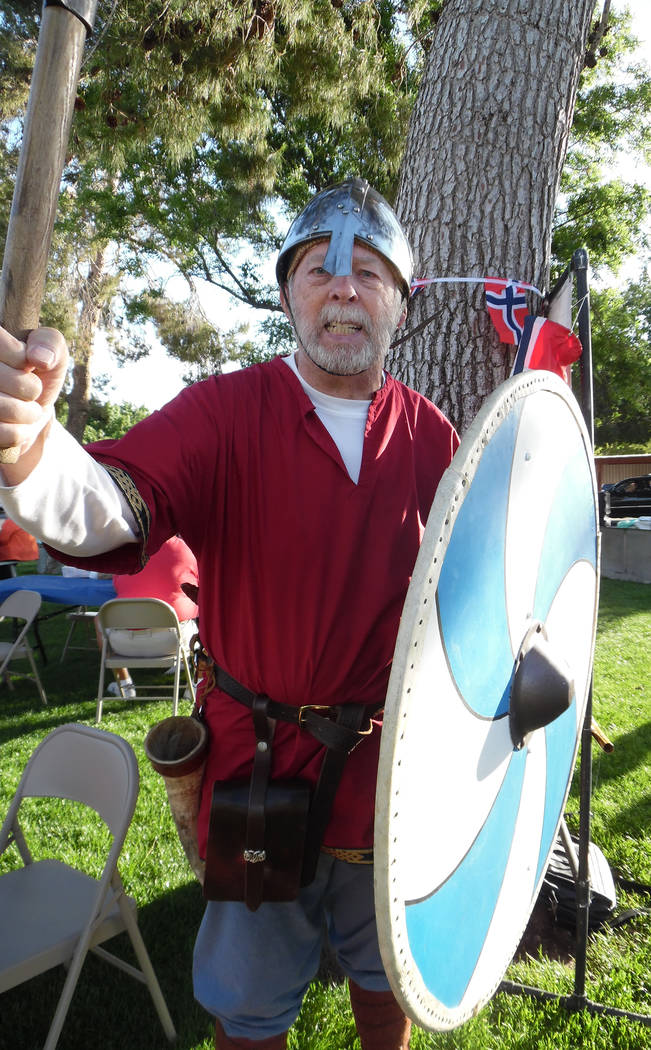 Hali Bernstein Saylor/Boulder City Review
From May: Bob Sturgeon, president of the Vegas Valley Lodge, Sons of Norway, came to the Desert Troll's Norwegian Constitution Day celebration in Bicenten ...