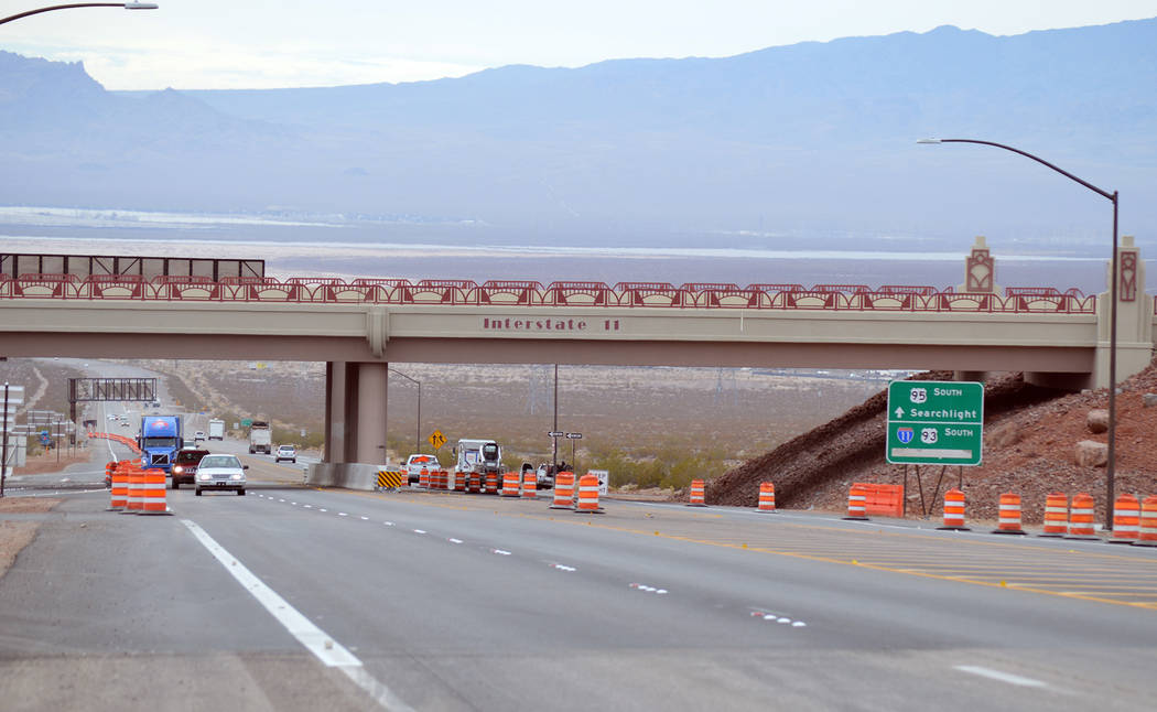Celia Shortt Goodyear/Boulder City Review
The interchange at Interstate 11 and U.S. Highway 95 is still under construction and set to open in April.