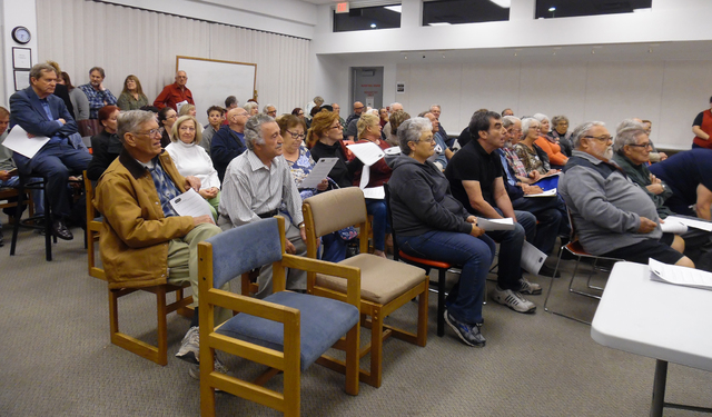 Hali Bernstein Saylor/Boulder City Review
Members of the community gathered to hear from those running for a seat on the City Council during the Boulder City Community Alliance's meeting Feb. 16 a ...