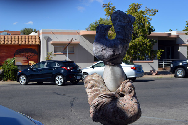 Max Lancaster/Boulder City Review
The statue titled “Which Came First?” is one of the three pieces of art owned by the city that were damaged over the past two weeks. The statue was eventually ...