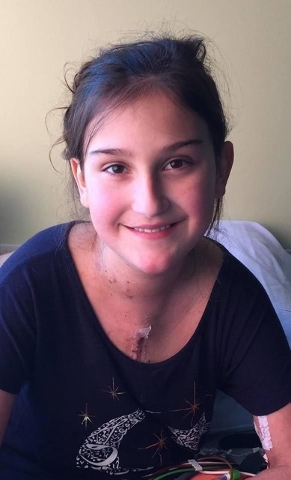 Madison Elizondo, 12, a former student at King Elementary School in Boulder City, is fighting a form of brain cancer, a side effect from the medication she must take since getting her heart transp ...