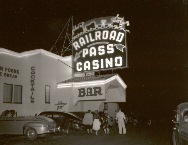 A vintage photograph of the Railroad Pass hotel-casino, circa 1940, is shown in this photo courtesy of MGM Resorts International. The resort marks its 85th anniversary with a celebration Saturday  ...