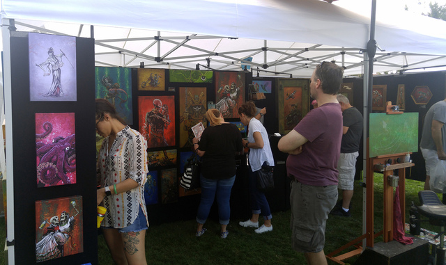 Hunter Terry/Boulder City Review
More than 300 artists and craft vendors from around the Southwest flooded Boulder City on Saturday and Sunday for the 54th annual Art in the Park, one of the count ...