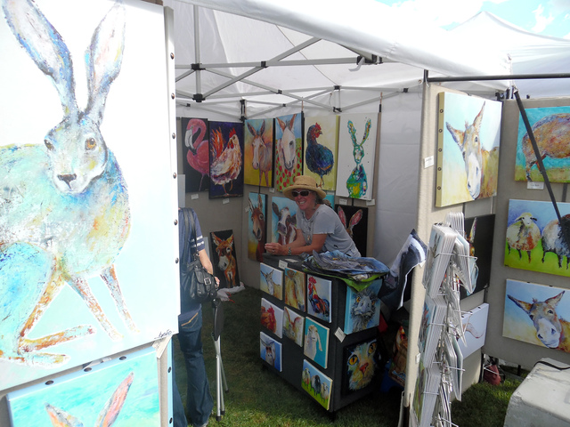 Hunter Terry/Boulder City Review
This was Brenda Pe'o's third year as a vendor at Art in the Park, where she said this year's crowd was extremely responsive to her animal paintings Saturday and sh ...