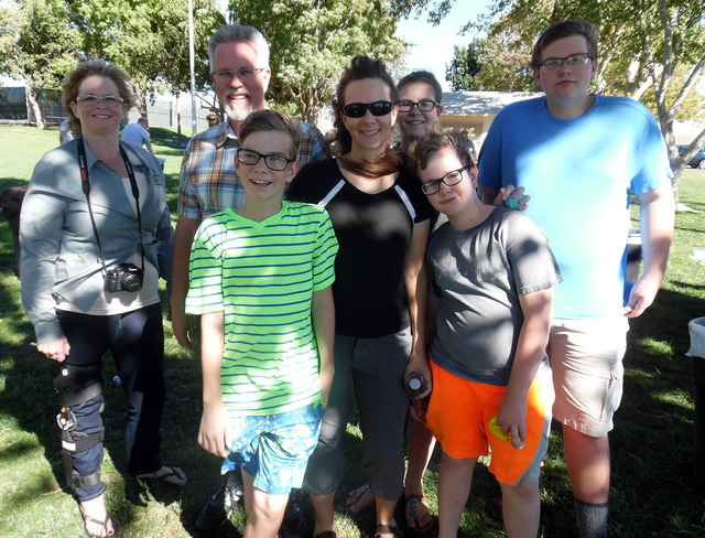 Hunter Terry/Boulder City Review
Shauna Kelley, from left, along with Victor, John, 13, Cora-Lee, Joy, 15, Josh, 11, and Jesse Miller celebrated Advanced Dental Care’s 40th anniversary at Dr. El ...