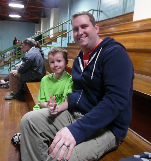 Hunter Terry/Boulder City Review
Emerson, left, and Brady Prestwich attended the opening ceremony for Emerson's third year of youth floor hockey at the Parks and Recreation Center.