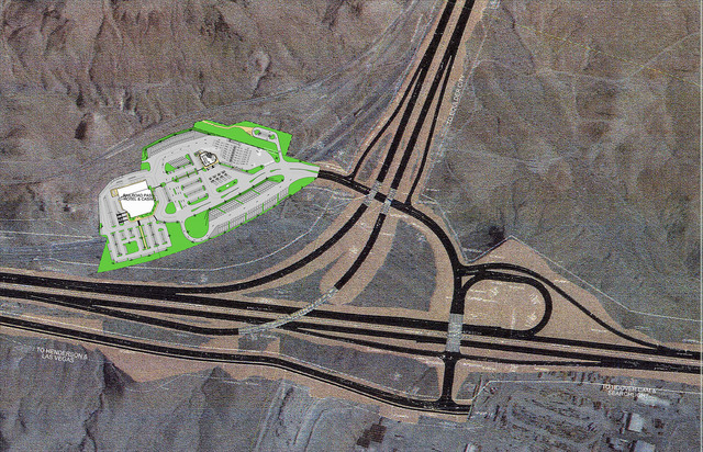 Courtesy
This map shows how Railroad Pass will expand its parking lot, add a travel center and reconfigure access to the River Mountain Loop Trail once Interstate 11 is complete. The rendering als ...