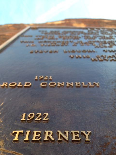 Henry Brean/Las Vegas Review-Journal
The Tierney name appears on the "High Scaler" plaque for fallen construction workers at Hoover Dam in this photo from Dec. 13.