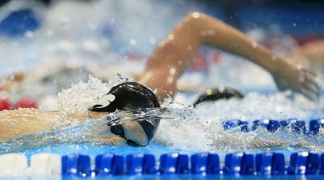 Zane Grothe swims in a preliminary heat in the Men's 400-meter freestyle at the U.S. Olympic swimming trials Sunday in Omaha, Nebraska. Orlin Wagner/The Associated Press