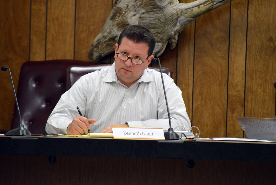 Celia Shortt Goodyear/Boulder City Review
Airport Advisory Committee Member Kenneth Lauer listens to a presentation at the group's meeting Tuesday.