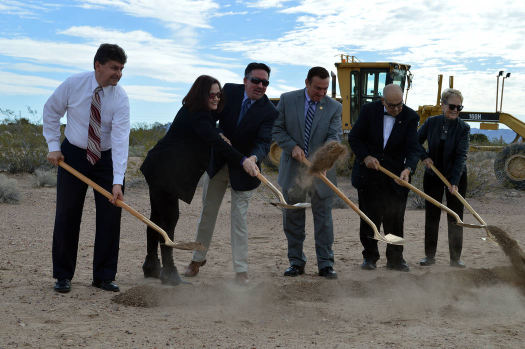 Celia Shortt Goodyear/Boulder City Review
Participating in the groundbreaking ceremony Wednesday morning for StoryBook Homes' new subdivision at the corner of Bristlecone Drive and Adams Boulevard ...