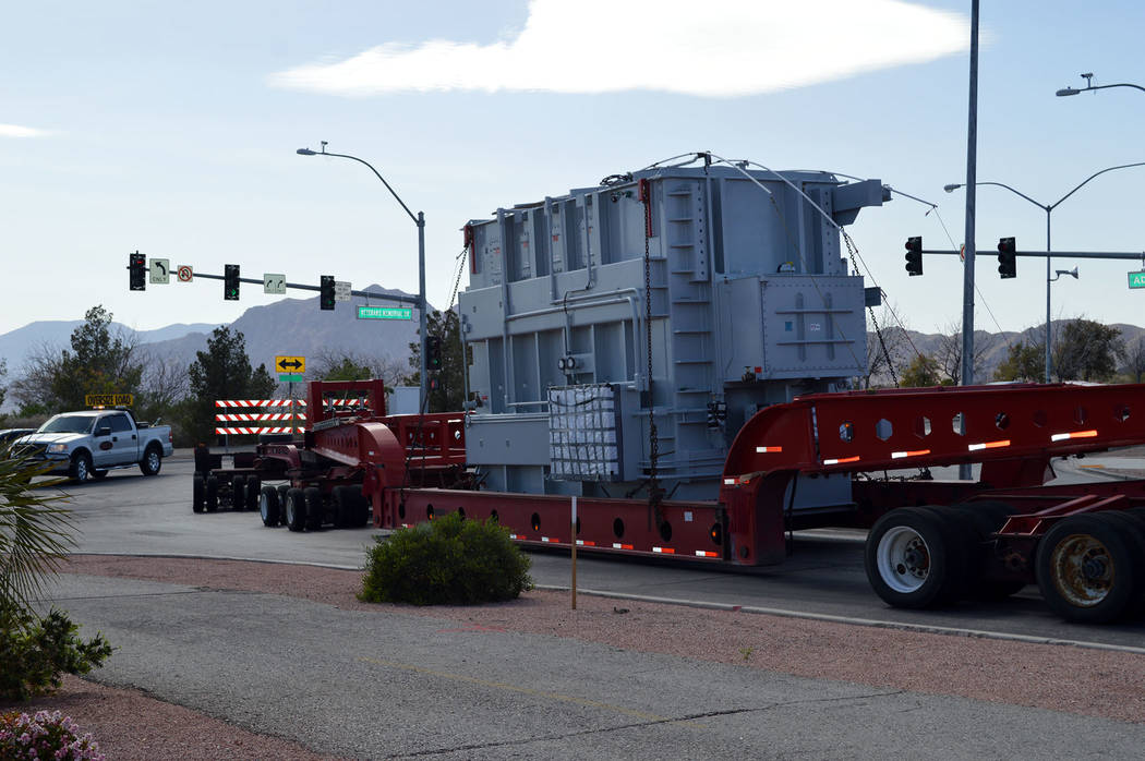 Celia Shortt Goodyear/Boulder City Review
Boulder City's new transformer weighs almost 109 tons and will provide a more reliable backup electrical system for residents.
