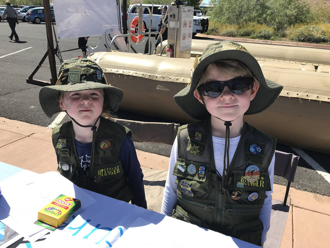 Hali Bernstein Saylor/Boulder City Review Siblings Lexie, 5, and Gary Wentz, 6, of Boulder City are on a mission to visit every national park and stopped by Lake Mead National Recreation Area on S ...
