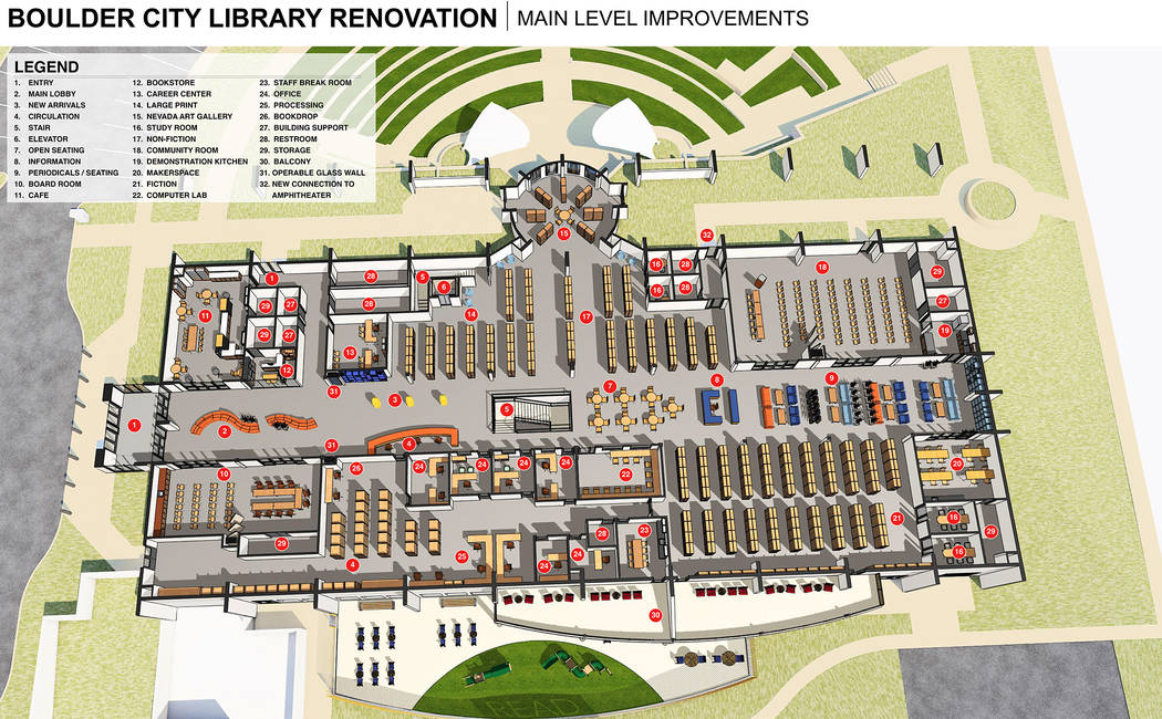 LGA The proposed renovation to the Boulder City Library includes changes and improvements to the current facility. These plans were on unveiled at the library's 75 anniversary celebration on Friday.