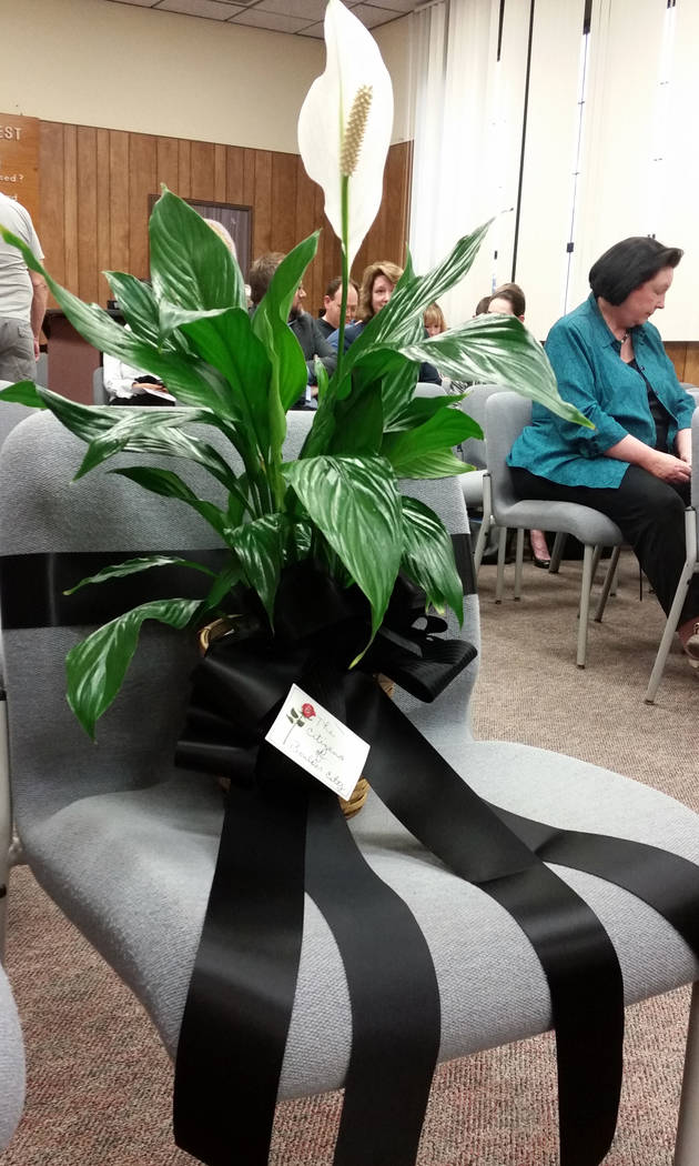 Celia Shortt Goodyear/Boulder City Review Longtime resident Ed Waymire was a constant at City Council meetings. He died Friday and council honored his memory by placing a lily and a black ribbon a ...