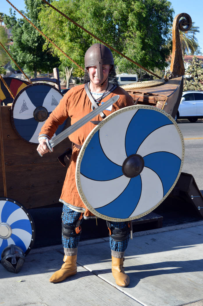 Celia Shortt Goodyear/Boulder City Review Rick Senzig of the Vegas Viking Lodge strikes a pose at the Sons of Norway Constitution Day celebration on May 17at Bicentennial Park. Senzig is the group ...
