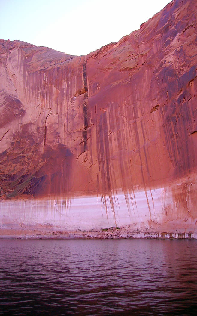 Deborah Wall The desert varnish on the Navajo Canyon cliffs lining Lake Powell appear to be dripping and are some of the most fantastic examples of this.