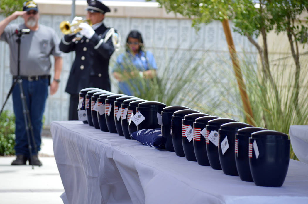 Celia Shortt Goodyear/Boulder City Review The remains of 35 unclaimed veterans were laid to rest Friday at the Southern Nevada Veterans Memorial Cemetery.