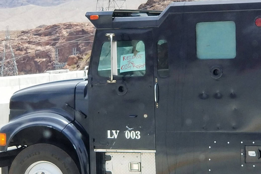 @MarkAMills1/Twitter A man in a vehicle reportedly with a gun is on the Mike O'Callaghan-Pat Tillman Memorial Bridge near Hoover Dam south of Las Vegas on Friday, June 15, 2018.