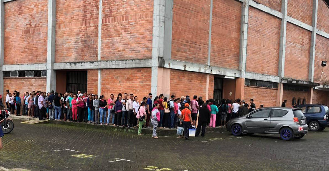Larry Smith Native villagers in Ecuador line up to receive free pain management treatment provided by Healing Hands Aboard. Some of the people traveled 5 1/2 hours to get to the clinic and had nev ...