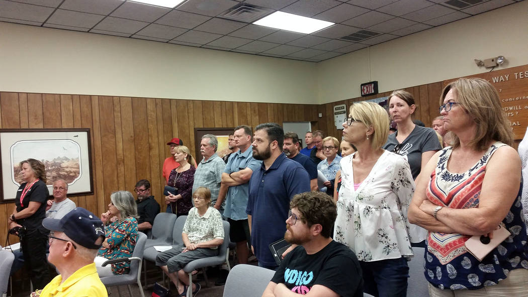 Celia Shortt Goodyear/Boulder City Review More than 30 residents and business owners stood at the City Council meeting July 10 to show their support for a proposed off-highway trail system in town.