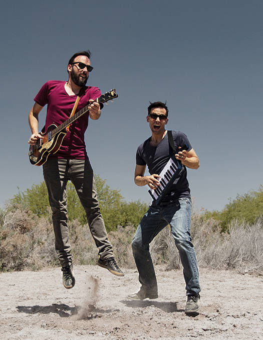 Sam Lemos/The Nik Naks The Nik Naks band, Jean-Francois Thibeault,left, and Sam Lemos rehearse in the desert.