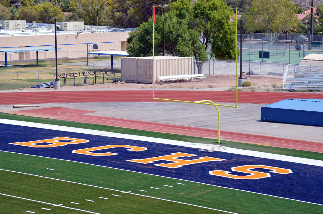 Celia Shortt Goodyear/Boulder City Review Boulder City High School will start its new school year with a brand-new state of the art football field.