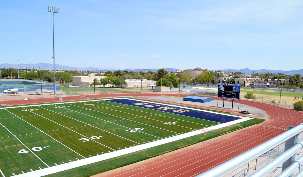 Celia Shortt Goodyear/Boulder City Review The Eagles will get a chance to show off their new field for a Thursday Night Lights game on Sept. 20.