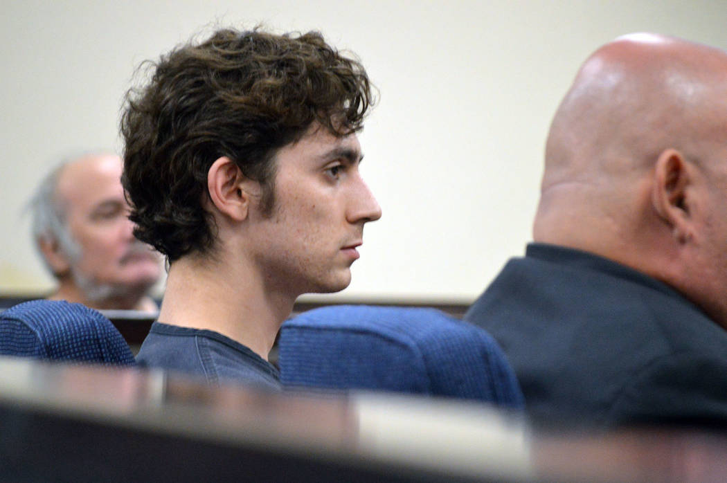Celia Shortt Goodyear/Boulder City Review Devon Yslas, seen during his hearing Tuesday, Aug. 21, in Boulder City Justice Court, is required to remain in jail for his six-month sentence for one cha ...