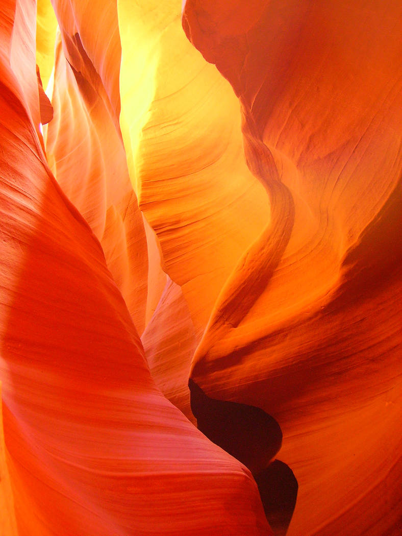 Deborah Wall The classic corkscrew formations seen in the Antelope Canyons of Navajo sandstone are formed primarily by wind and water. The Upper and Lower canyons are near Page, Arizona.