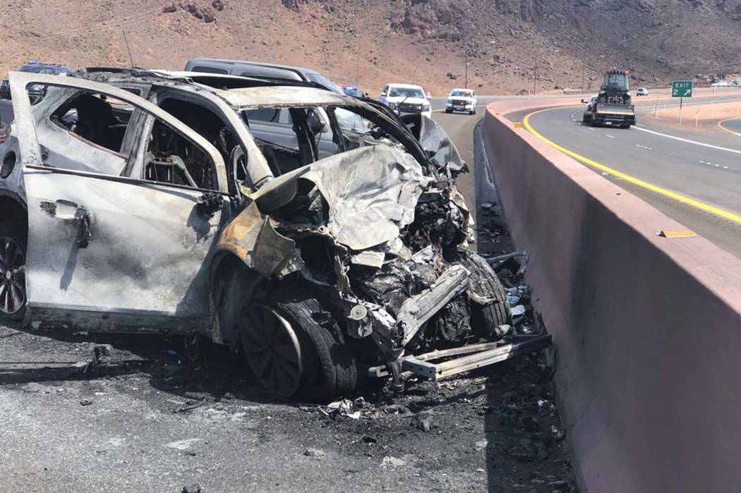 File Two people were killed in a crash on Interstate 11 close to the junction with U.S. Highway 93 on Aug. 14, just days after the stretch opened.